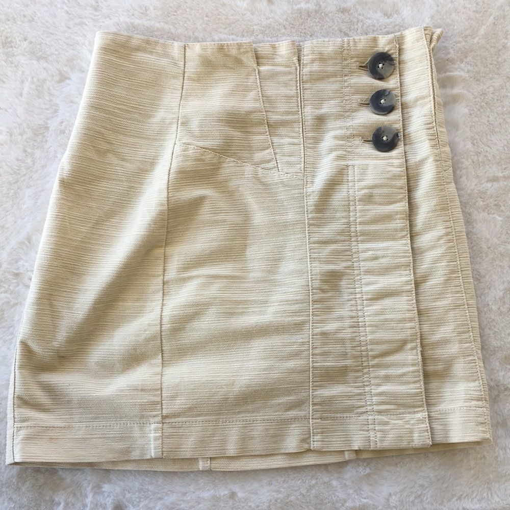 FREE PEOPLE COTTON LINEN TEXTURED MINI SKIRT SZ 2 SMALL